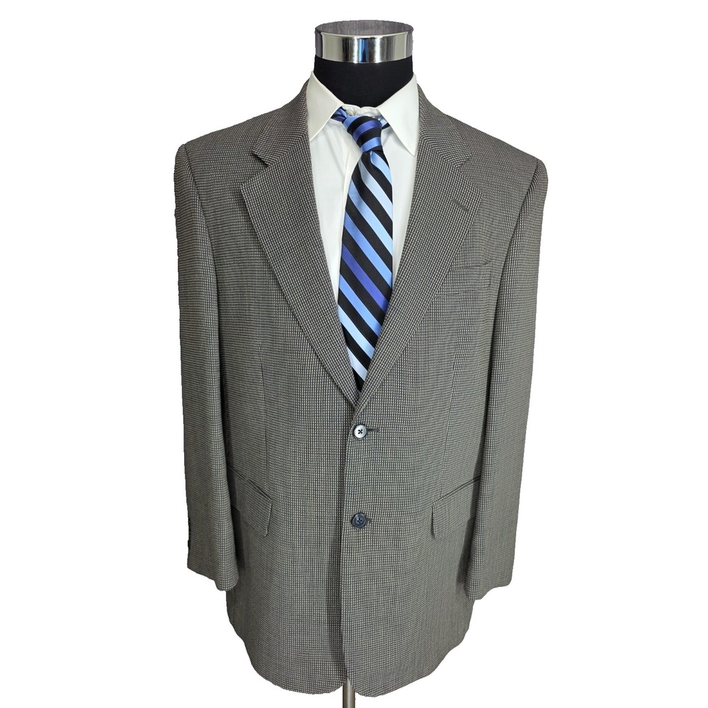 Paul Dione Blazer Mens 42R Gray Pure Wool Sports Coat Jacket 2 Buttons Birdseye‎